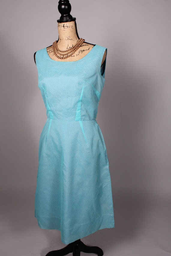 50s 60s Dress//  Vintage 50s 60s Light Blue Swiss… - image 3