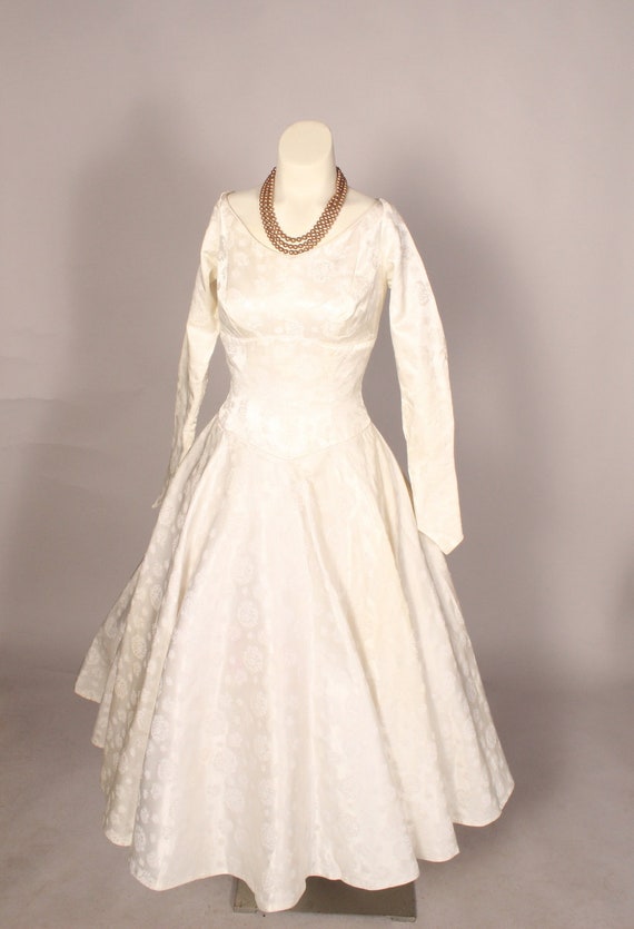 50s Dress, 50s Ivory Dress, 50s Short Wedding Dre… - image 2