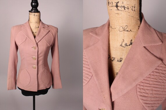 40s Blazer // Vintage 40s Pale Pink Fitted Blazer