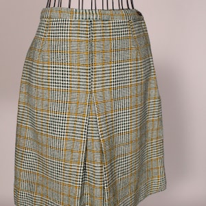 Minigonna scozzese verde vintage anni '60 di Scaasi per Lortogs Taglia S 24" vita
