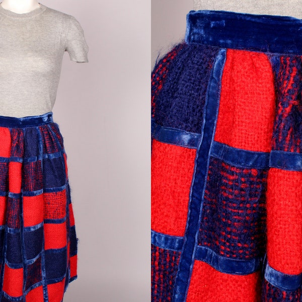 Lace & Velvet Patchwork Skirt (M)