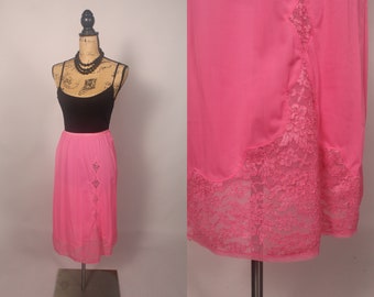 Vintage 50s 60s Pink Lace Half Slip by Vanity Fair Size S lace lacy pillow tab