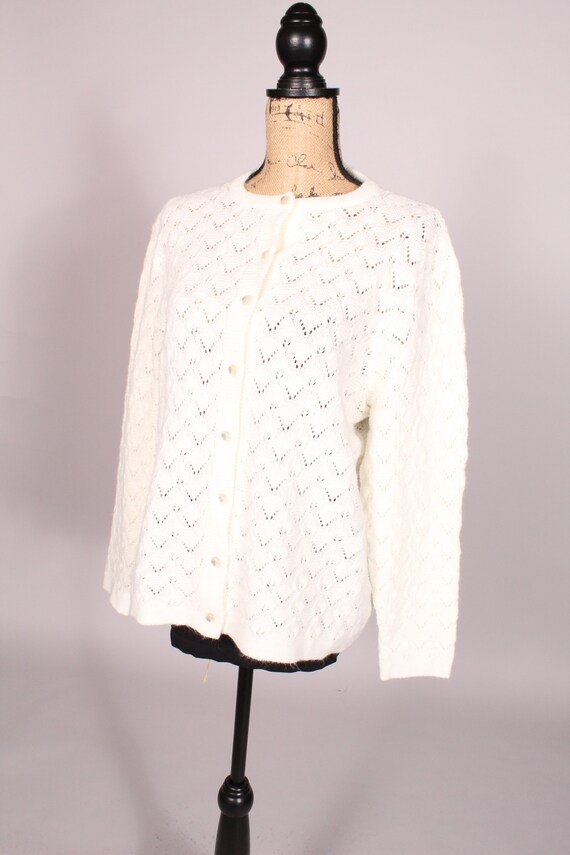 60s 70s Sweater //  Vintage 60s 70s White Texture… - image 6