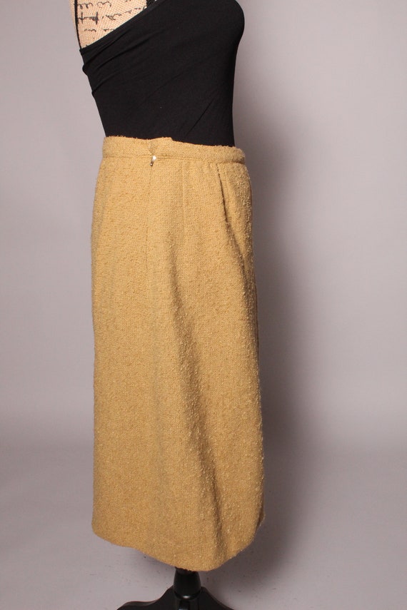 60s Skirt //  Vintage 60s Mustard Yellow Boucle W… - image 7