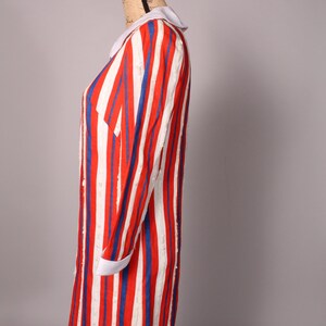 60s Dress // Vintage 60s Red White & Blue Striped Linen Dress Size M with Sequin Accents and Peter Pan Collar image 8