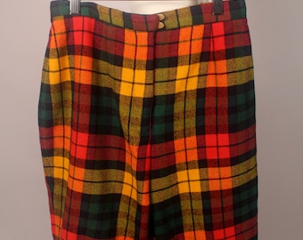 Vintage 60er 70er Jahre Karo Wolle Shorts Größe M Taille 70cm von Bill Atkinson Glen of Michigan Jr.