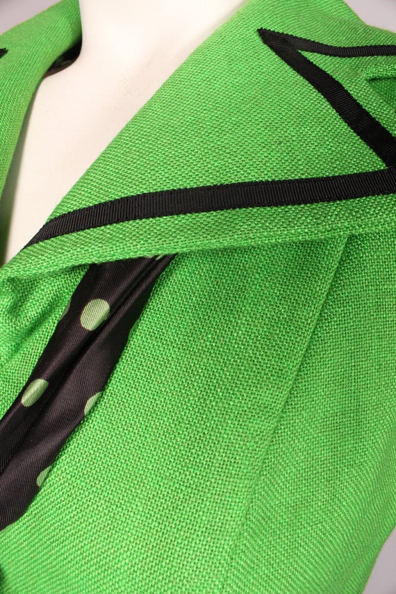 60s Dress //  Vintage 60s Lime Green & Black Line… - image 9