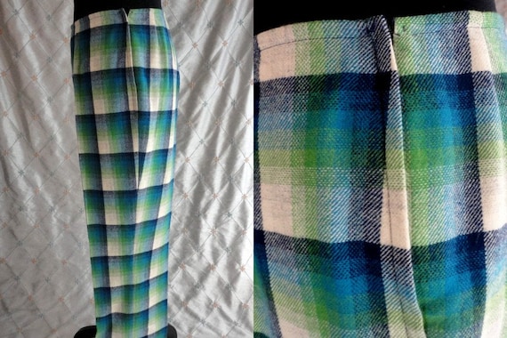 50s Pants // Vintage 50s Pendleton Blue Green Pla