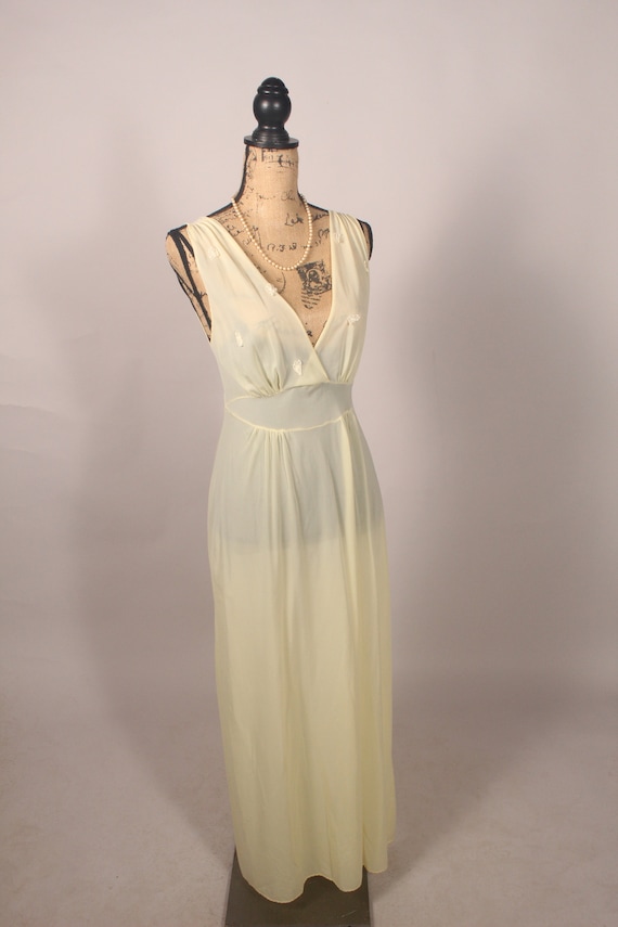 Vintage Nightgown, 50s 60s Nightgown, Yellow Nigh… - image 7