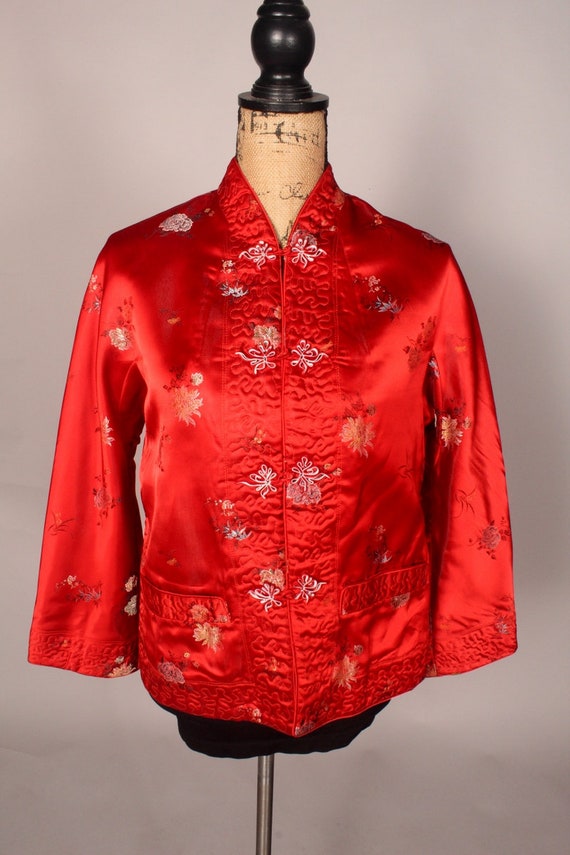 Vintage Asian Jacket, Embroidered Jacket, Satin j… - image 2