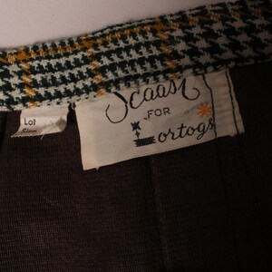 Vintage 60-tals grön rutig minikjol från Scaasi för Lortogs, storlek S, midja 64 cm bild 7
