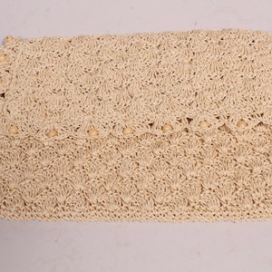 Vintage 60s Cream Tan Woven Clutch Purse Made in Japan raffia weave
