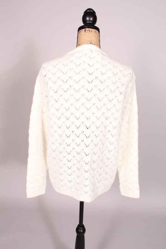 60s 70s Sweater //  Vintage 60s 70s White Texture… - image 8