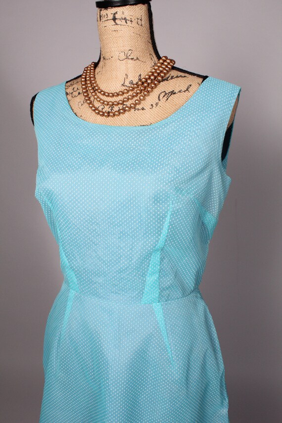 50s 60s Dress//  Vintage 50s 60s Light Blue Swiss… - image 4