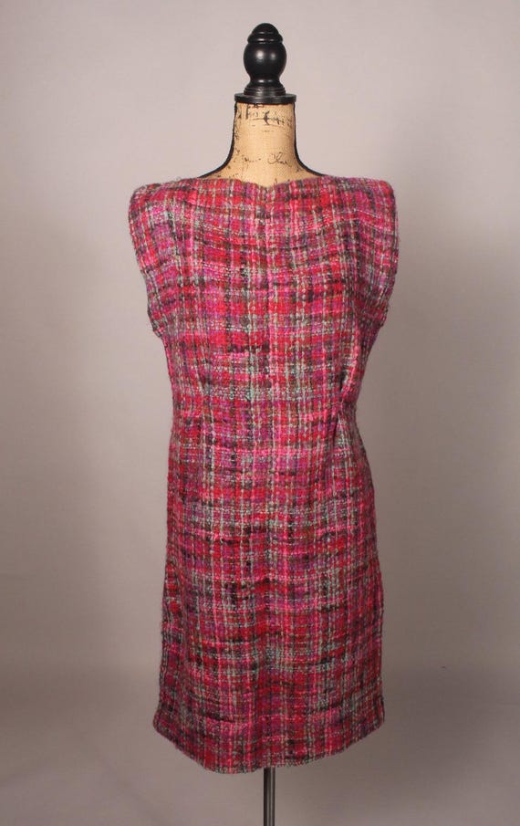 Vintage 60s Pink Purple Blue Mohair Tweed Dress Size L - Etsy