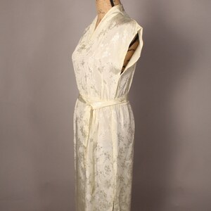 Vintage 80s Ivory Jacquard Dress Size M side slits image 8