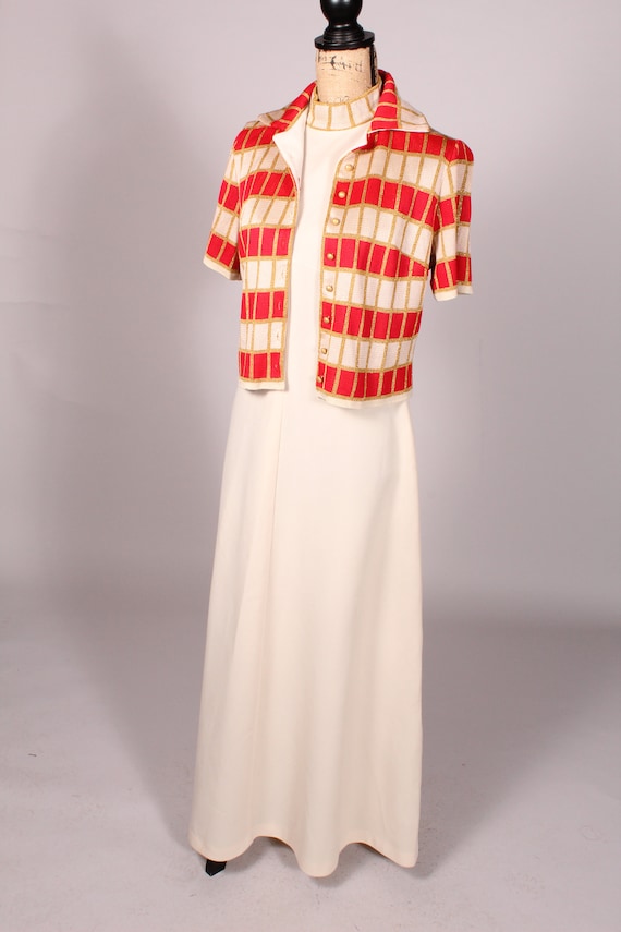 60s 70s Dress //  Vintage 60s 70s Cream Maxi Dres… - image 7