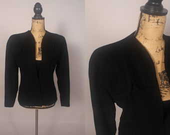 Vintage 40s Black Wool Blazer Size M Junior Shop Bedell