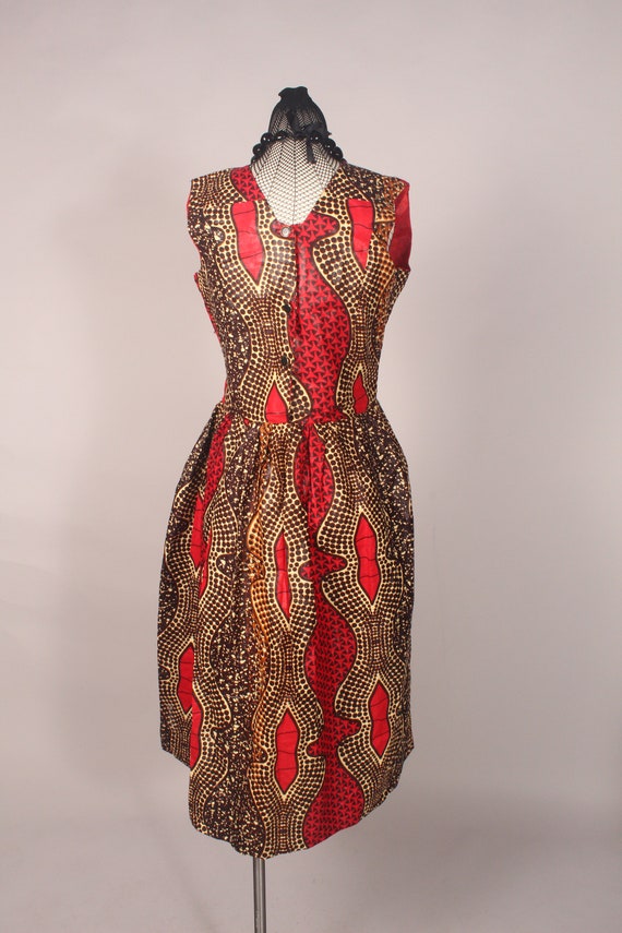 80s Dress //  Vintage 80s Red Brown Super Star Ja… - image 8