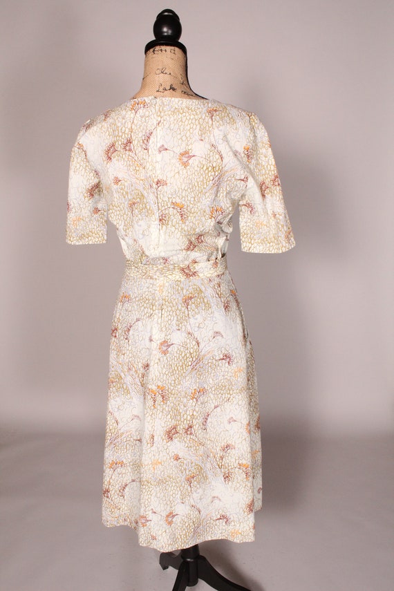 70s Dress //  Vintage 70's Bisque Cream Print Cot… - image 10