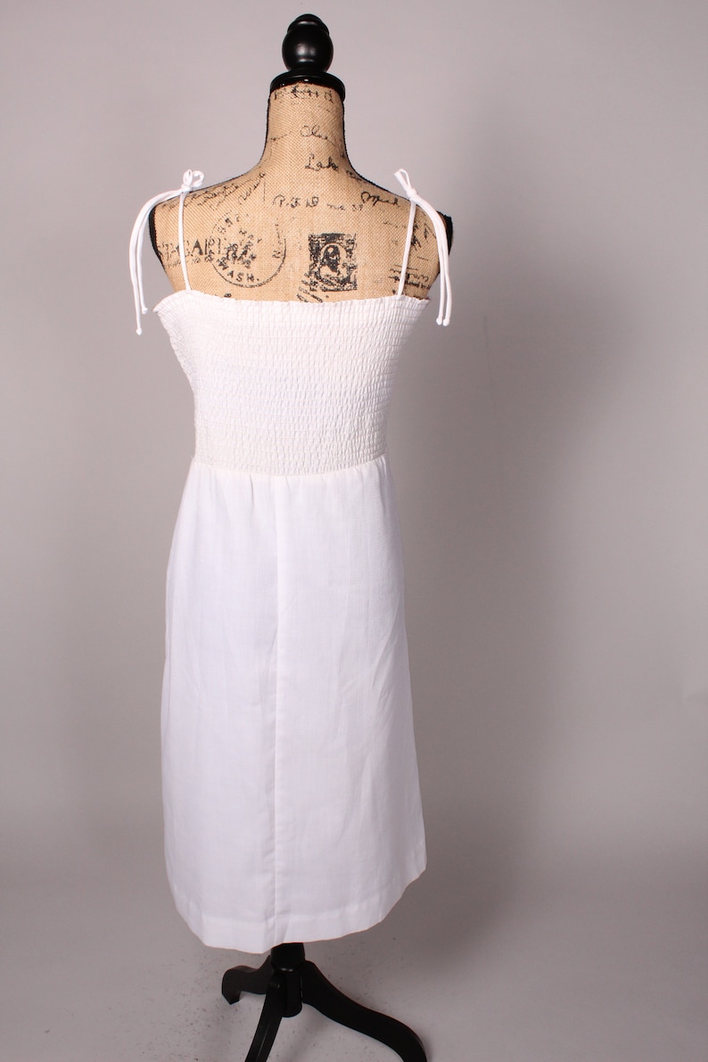 Vintage 60s 70s Dress Vintage 60s 70s White Sun Summer Dress with Red Accents by Vicky Vaughn Junior Size M