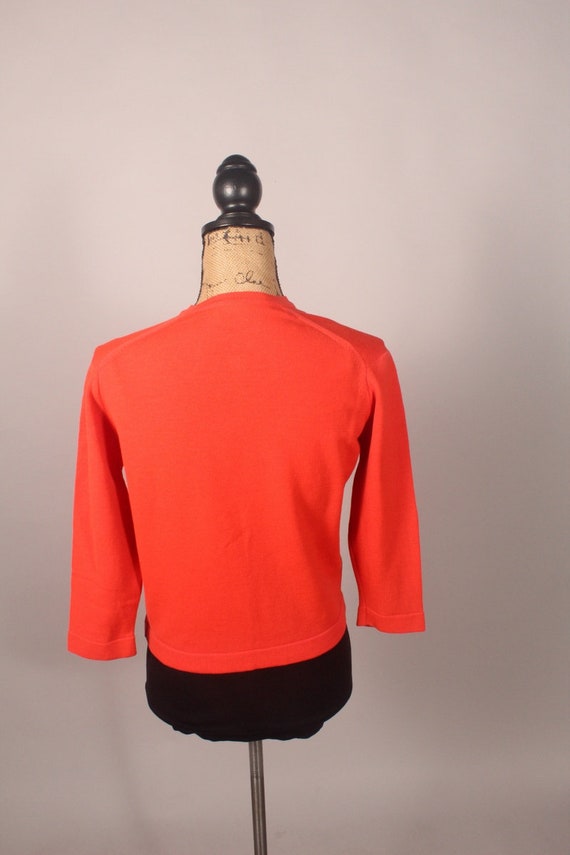 Vintage Cardigan Sweater, 60s Orange Cardigan Swe… - image 9