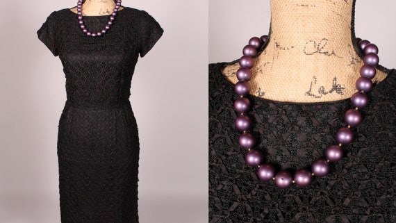 50s Dress //  Vintage 50s Black Ribbon Dress Size… - image 1
