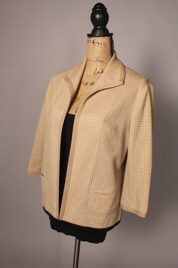 60s Jacket //  Vintage 60s Tan Check Light Wool J… - image 4