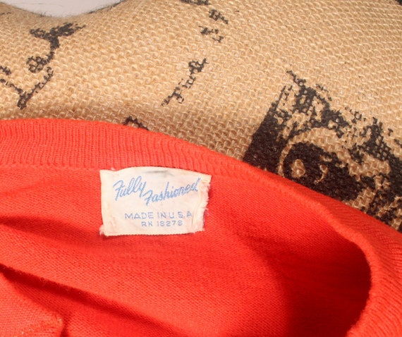 Vintage Cardigan Sweater, 60s Orange Cardigan Swe… - image 10