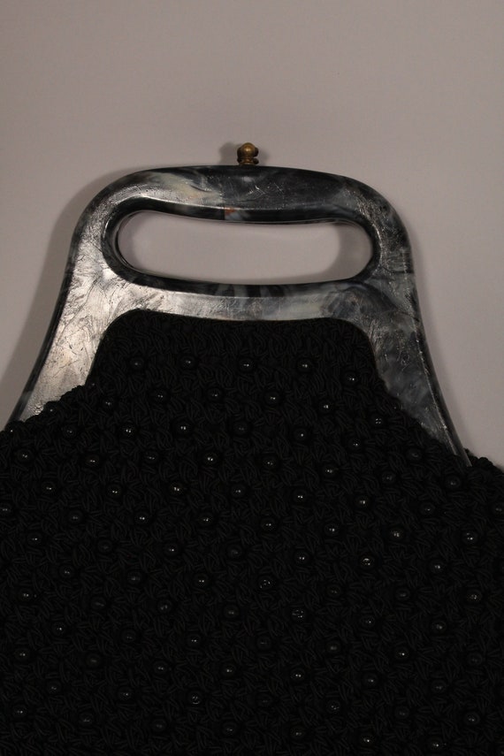 50s 60s Purse //  Vintage 50s 60s Black Knit Bead… - image 4
