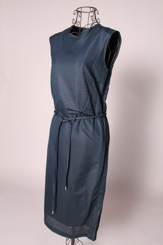 60s Dress //  Vintage 60s Navy Blue Black Nylon D… - image 5