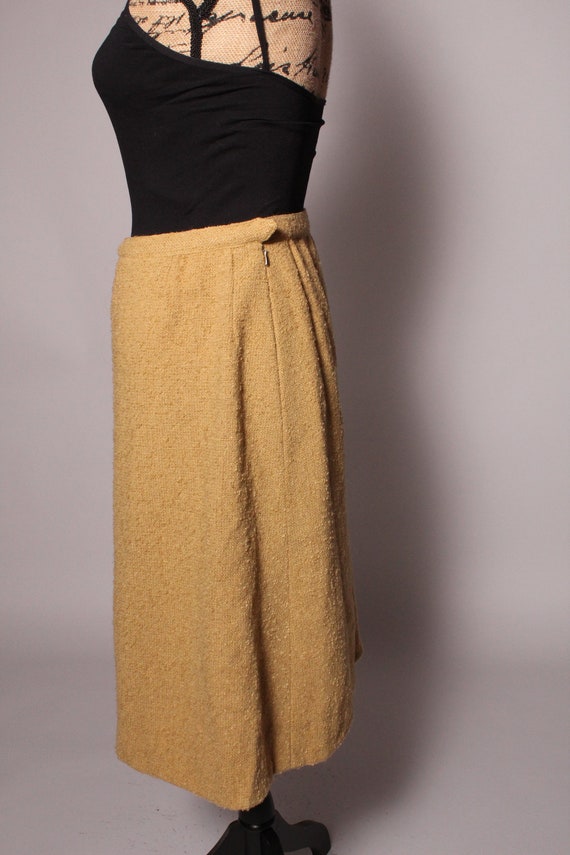 60s Skirt //  Vintage 60s Mustard Yellow Boucle W… - image 5