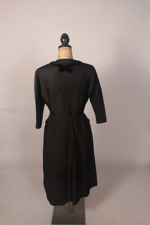 50s Black Dress,  Black Silk Dress,  50s Black Si… - image 9