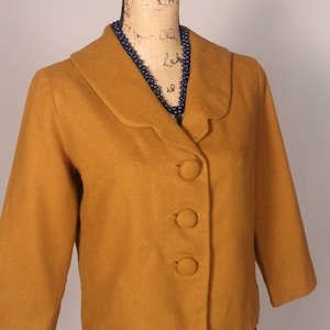 Vintage 50s 60s Mustard Brown Jacket Blazer Size M