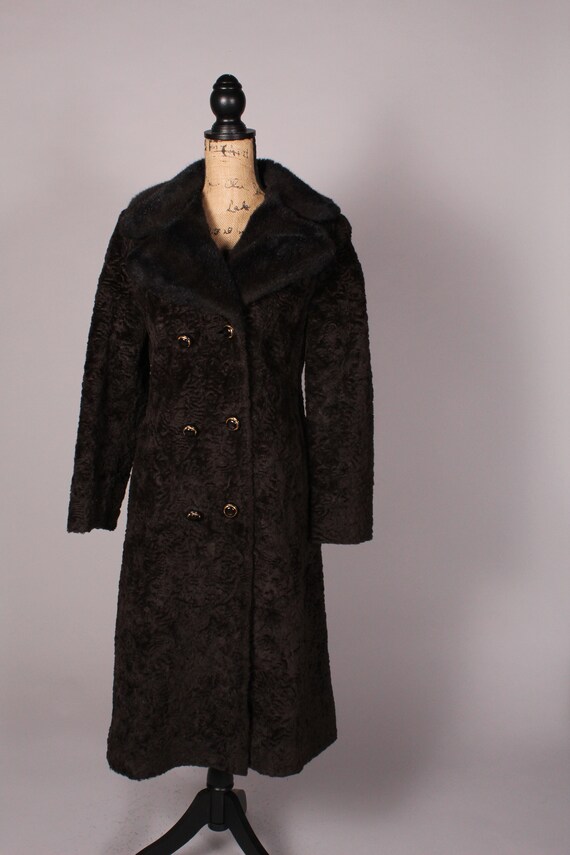 Vintage 60s 70s Coat //  Vintage 60s 70s Brown Fa… - image 2