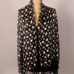 Vintage Emporio Armani Black & White Silk Shawl Scarf With