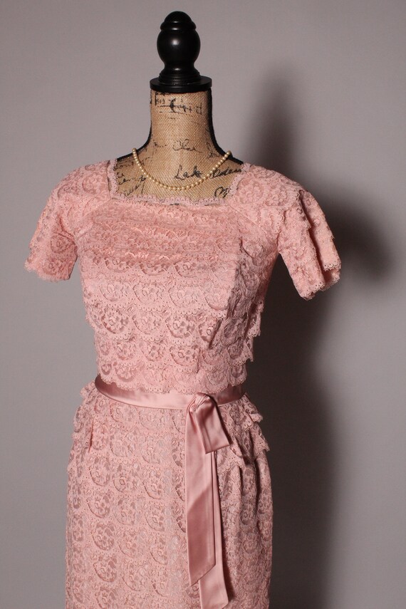 50s Dress //  Vintage 50's Pink Lace Dress by DuB… - image 3