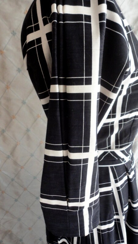 70s 80s Dress // Vintage 70s 80s Black White Check Cotton | Etsy