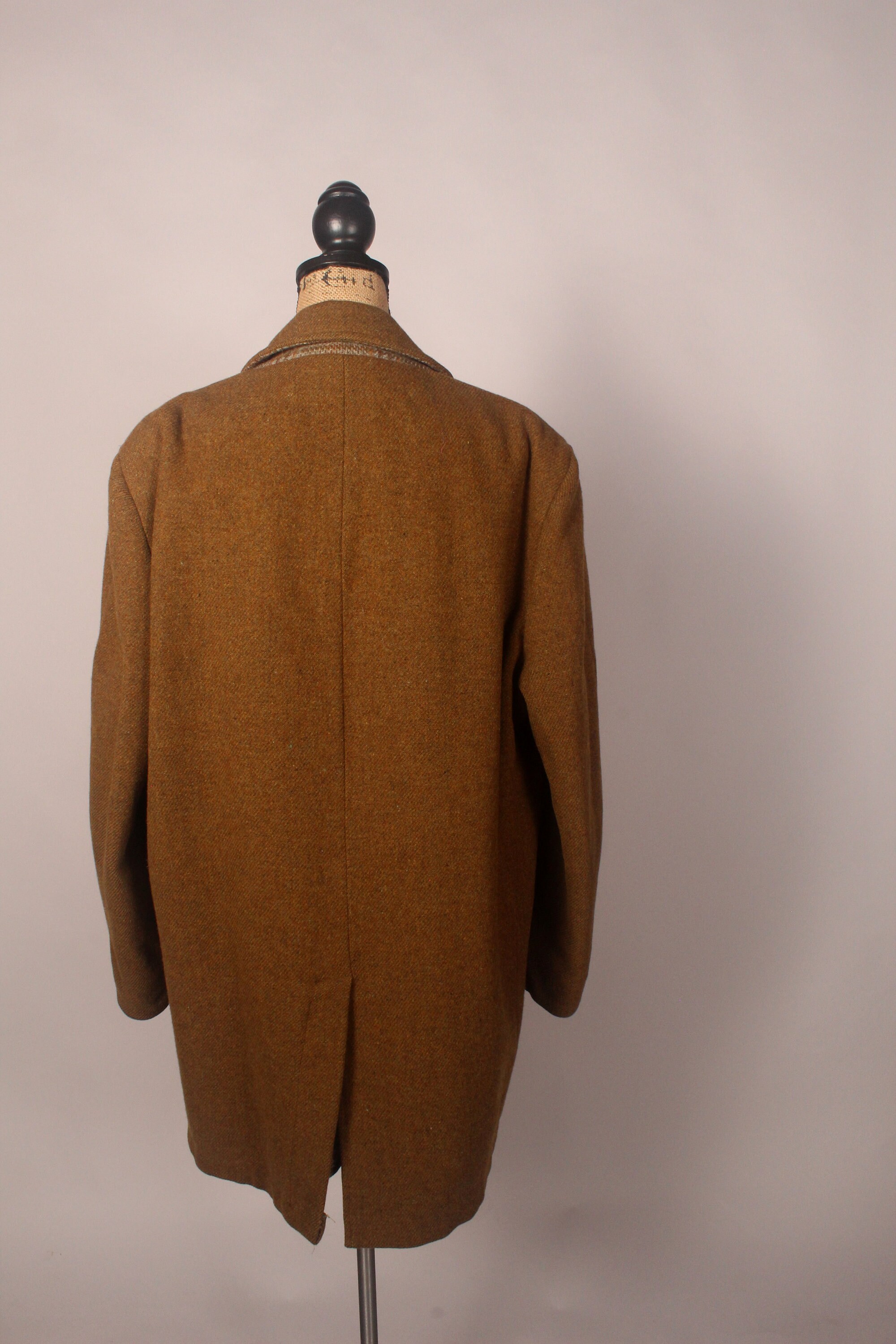 Vintage 50s 60s Brown Wool Coat With Plaid Lining by Maine Guide 
