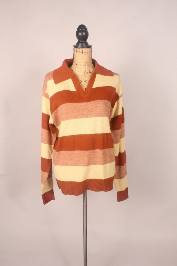 Pull Rayé Ann Taylor LOFT – Beige/Orange – Mélange Ramie/coton/nylon – Taille PL (Petite) – Très Bon état