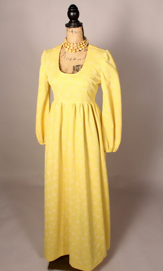 Vintage 60s Maxi Dress, Vintage Yellow Maxi Dress… - image 2