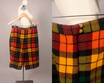 Vintage 60s 70s Plaid Wool Shorts Size M 29" waist by Bill Atkinson Glen of Michigan Jr.