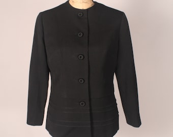 Vintage 60s Black Knit Blazer Jacket Size M L