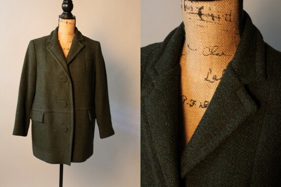 70s Jacket // Vintage 70s Green Wool Jacket by Pe