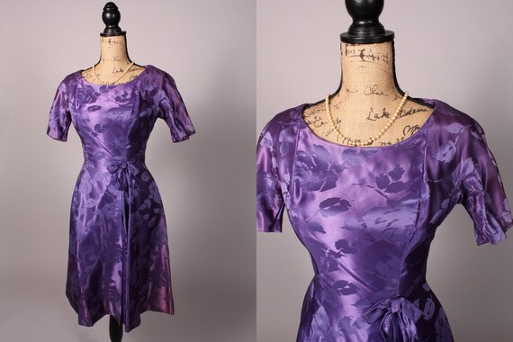 Vintage 50s 60s Dress // Vintage 50s 60s Purple Vi
