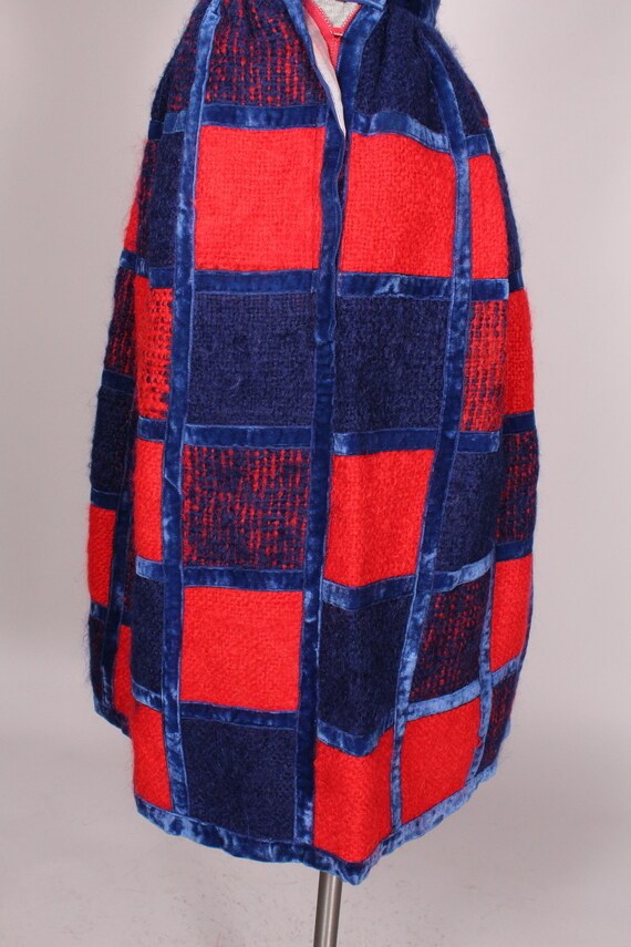60s Skirt //  Vintage 60s Red & Blue Mohair and V… - image 6