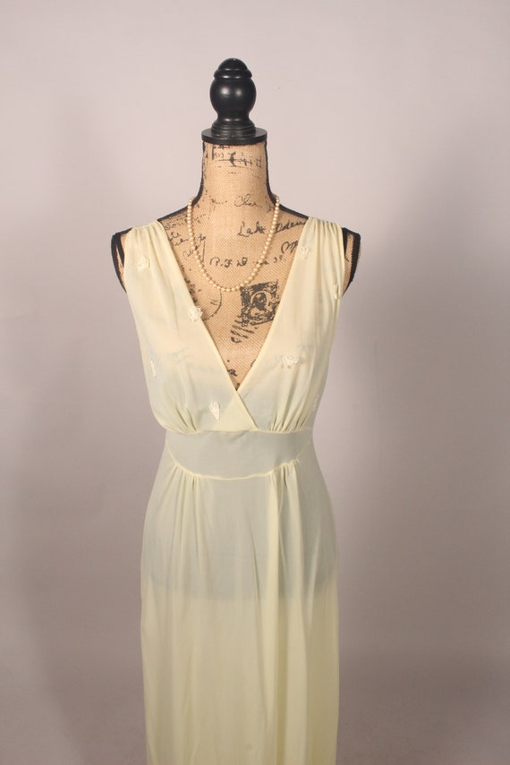 Vintage Nightgown, 50s 60s Nightgown, Yellow Nigh… - image 3
