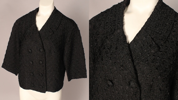 50s Bolero //  Vintage 50s Black Ribbon Bolero Ja… - image 1