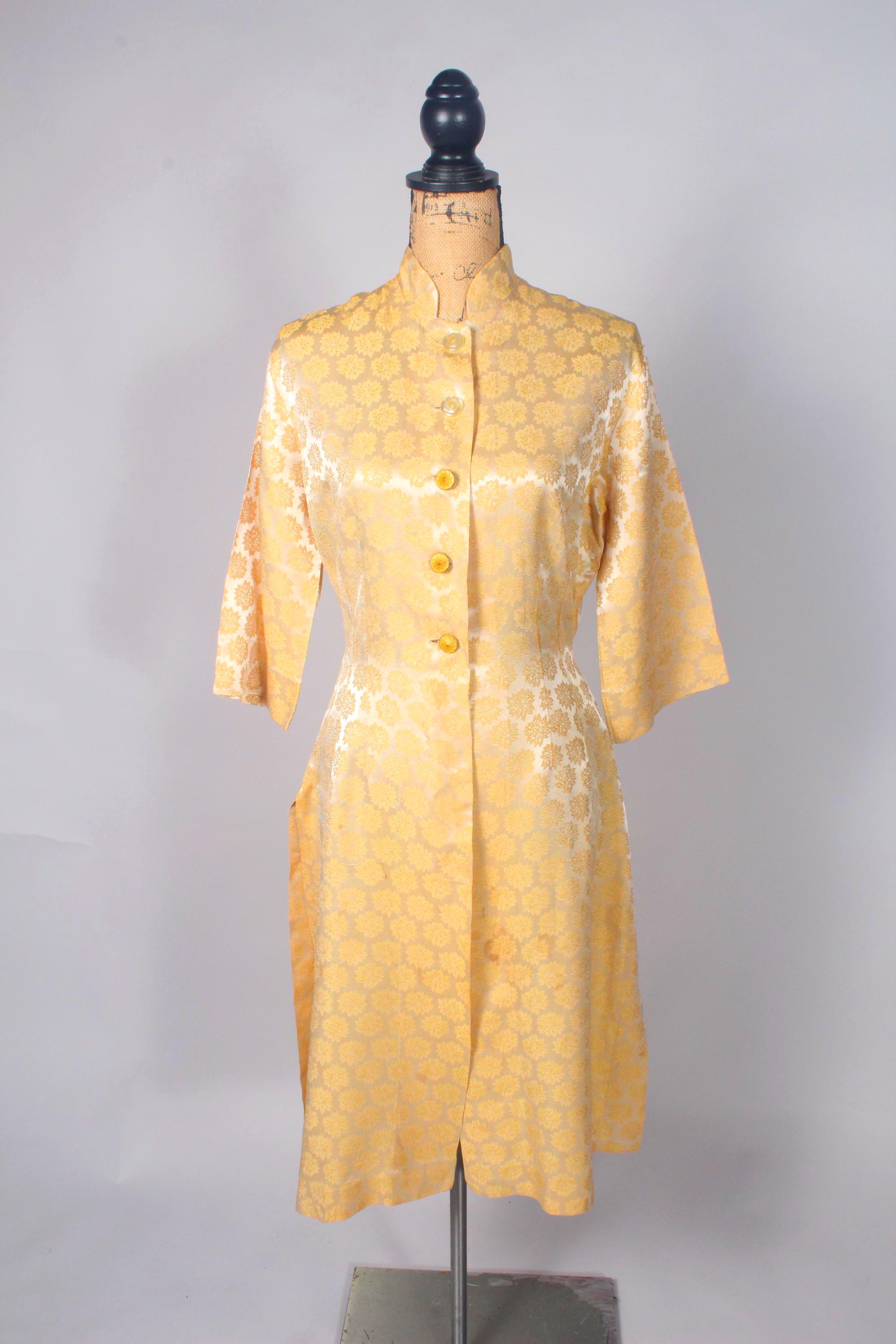 slim fit dress slacks Gold Jacquard Fairy White Gown – Ethereal Fairytale Summer Dress Short(Pre-Sale 20days) / M main image 1