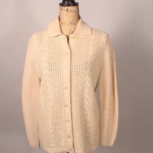 Vintage 70s Oatmeal Cream Cardigan Sweater